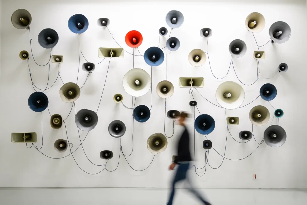 Studio Schwitters (2010), a sound installation by Pavel Büchler, plays the Dadaist sound poem Ursonate (1922-32) by Kurt Schwitters. Photo by Christophe Gateau/dpa/Getty Images